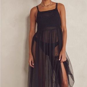Never worn Free People sheer slip dress in black, size xs